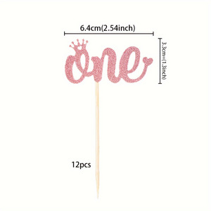Glittery Gold Confetti Paper One-Year-Old Baby <b>Birthday</b> & Children's Day Cake <b>Topper</b> Cupcake Picks and Cake Decoration Cards - Product Image 4