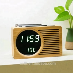 Trang trí nội thất công ty bàn Quà Tặng tre cầm tay bàn nhỏ bằng gỗ màu đỏ điện tử LED đồng hồ báo thức kỹ thuật số với đài <span class=keywords><strong>FM</strong></span> - Product Image 2