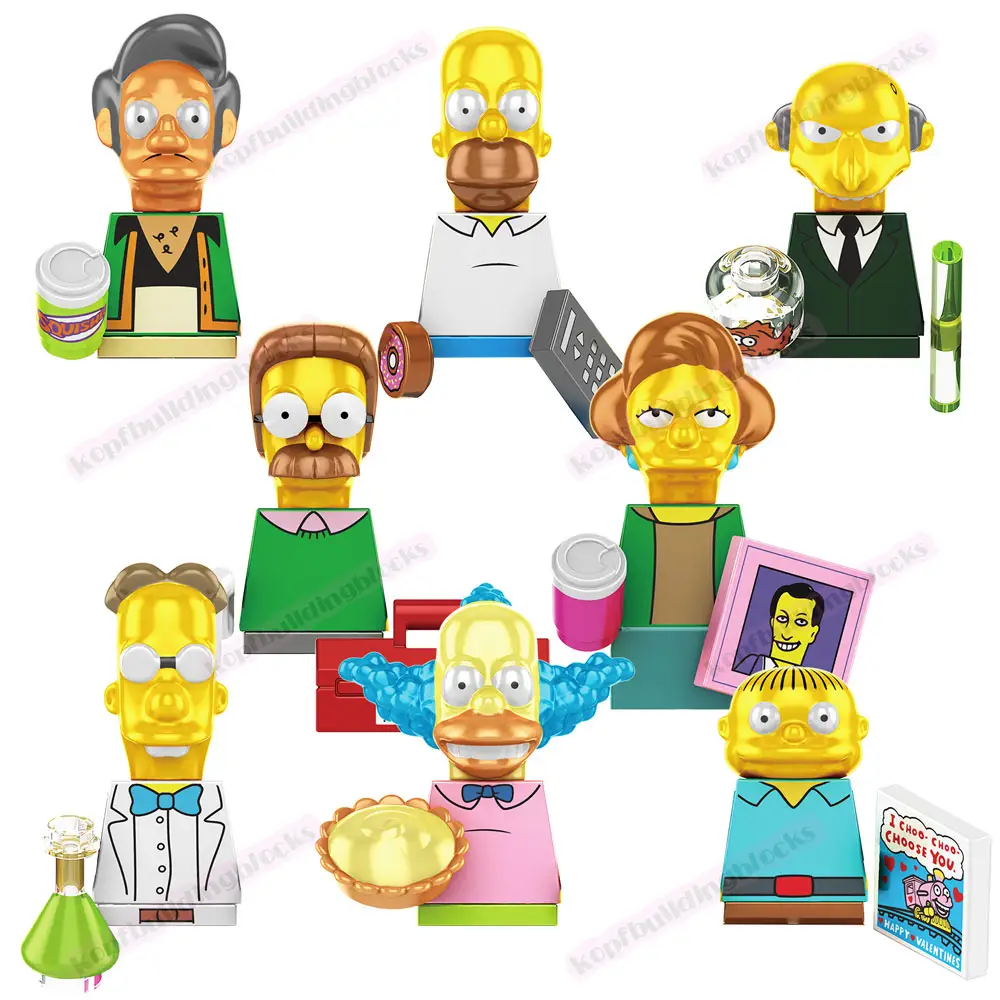 SP1015 Simpsons temporada bloque figura Flanders Ralph Kosti Krabaper Homer Simpson familia figura de bloques de construcción niños recoger juguete