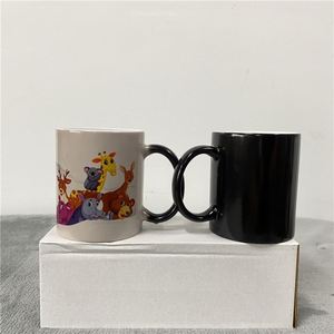 11oz 330ml Heat Sensitive Hot Color Changing Blank Sublimation Black Porcelain <b>Ceramic</b> <b>Mugs</b> <b>with</b> Handle for Sublimation - Product Image 1