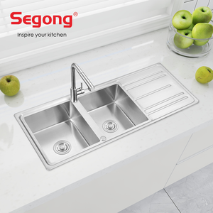 Évier de cuisine rectangulaire double <span class=keywords><strong>bac</strong></span> multifonctionnel Segong Large Nano SATIN en acier inoxydable fait à la main moderne - Product Image 6