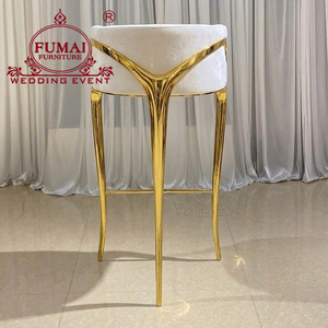 Tabourets de bar extérieurs modernes de tissu de cadre d'acier inoxydable d'or de mariage de salon - Product Image 4