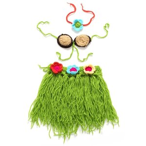 Conjunto de Falda Hawaiana de Paja Tejida a Mano en Verde <span class=keywords><strong>para</strong></span> Bebés Recién Nacidas, Accesorio <span class=keywords><strong>para</strong></span> Fotos de Bebés de 100 Días - Product Image 1