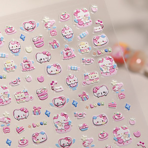 Pink <span class=keywords><strong>Hello</strong></span> <span class=keywords><strong>Kitty</strong></span> 5D Relief Plástico no tóxico 3D DIY Nail Art Stickers personalizables con aplicación <span class=keywords><strong>de</strong></span> belleza <span class=keywords><strong>de</strong></span> gran oferta - Product Image 1