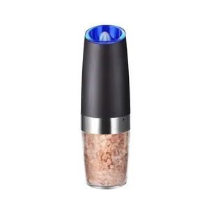 Electric Gravity Pepper Grinder Salt Mill Adjustable Coarseness Automatic Pepper Mill Grinder Battery Powered Blue LED Custom