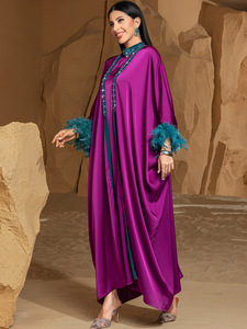 Abaya de Fiesta para el Ramadán y el Eid, Kimono Musulmán de Lujo de Dubái, Vestido Largo, Túnica Femenina, Vestidos Islámicos Africanos para Mujer, Conjunto de Ropa - Product Image 4