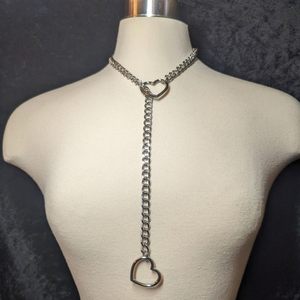 YWXS 2026 Collier chaîne en acier inoxydable en forme de Y, fait main, style punk, chaîne cubaine, collier cœur pour hommes, vente en gros - Product Image 3