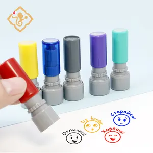 New Custom Multi Color Office Seal Stationery Cartoon Plastic Self Inking Stamp Colorful Stamps For Teacher