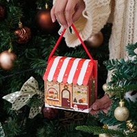 Boîte cadeau rigide en forme de petite maison de Noël en rouge - Boîte cadeau créative en forme de maison de dessin animé pour biscuits et bonbons avec gaufrage