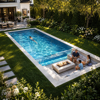 Coque de Piscine de Luxe Personnalisée, Grande Maison, Hôtel, Villa, Grand Spa de Nage, Préfabriqué en Fibre de Verre, Piscines Modulaires Enterrées Extérieures