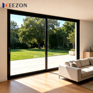 Porte coulissante en verre pour patio en aluminium à rupture de pont thermique certifiée DEEZON AS2047, portes coulissantes doubles modernes pour l'extérieur des maisons - Product Image 2