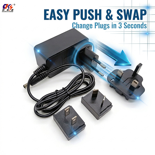 Chuangkesheng 9V 2A 18W Interchangeable Plug Power Adapter 9Volt 2Amp AC DC Adapter EU US AU UK Plug Switching Mode Power Supply