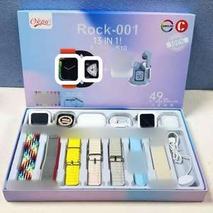 Montre connectée TFT carrée R0CK (001-002-003-004) avec longue autonomie, bracelet en silicone, double écouteurs et pack multi-bracelets - Product Image 1