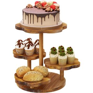 Estante de madera de varios niveles con 4 capas, soporte redondo para plantas de escritorio para decoración del hogar - Product Image 5