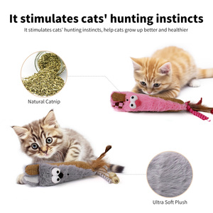 Jouet interactif en lin pour chat, motif lapin en peluche, avec plumes et herbe à chat, pour mordiller et mâcher, vente en gros - Product Image 4