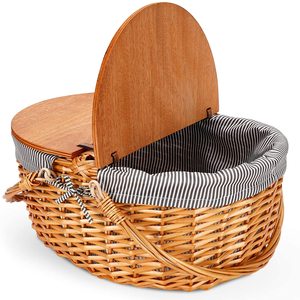 Cesto Portaoggetti di Lusso in Vimini Naturale Dino con Motivo a Quadretti, Cesti da Picnic Ovali in Vimini Fortnum and <span class=keywords><strong>Mason</strong></span> - Product Image 1