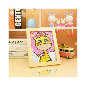 5D rond enfants diamant peinture avec cadre Kit dessin animé Animal <span class=keywords><strong>girafe</strong></span> petite fille point de croix enfants cadeaux décor à la maison - Product Image 1