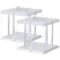 Vente en gros grande boîte d'emballage de gâteau transparente en plastique de luxe boîte d'emballage carrée de gâteau de mariage pop boulangerie