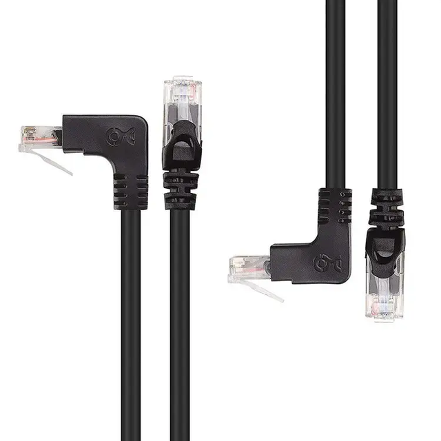 OEM/ODM Cat5e Cat5 Cat6 Ca6A Cat7 Cat8 RJ45 Male to Male Up Down Angle Network Cable UTP FTP SFTP LAN Ethernet Extension Cable