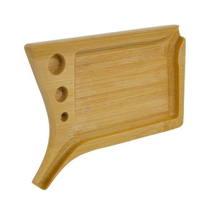 Bandeja para cigarrillos de bambú, 13,2x10x1,5 cm, forma de embudo ranurada para enrollar y guardar, estilo sencillo - Product Image 1