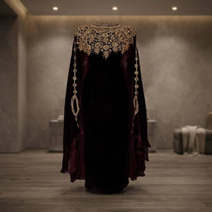 Turkish Style Women's Open Abayas with Pearls Shiny Silk Fabric Eco-Friendly Design Latest Fashion & Best Quality - Product Image 3