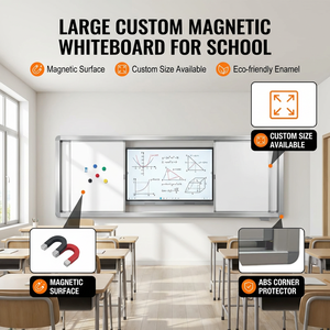 Grand tableau blanc magnétique personnalisé pour salle de classe, fixation murale, surface émaillée, taille standard, tableau noir coulissant - Product Image 1