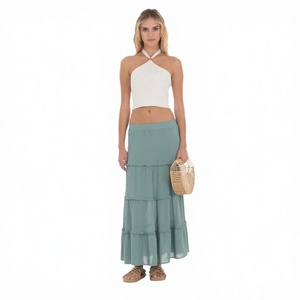 Falda Larga Maxi Blanca Estilo Vintage, Transpirable, de Chifón Viscosa, Cintura Alta, Diseño en Línea A, para Mujer, 80g ROVI - Product Image 2
