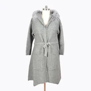 Ceinture réglable gris chaud, col en laine tibétaine, Cardigan ample pour femme, pull à manches longues pour automne et hiver