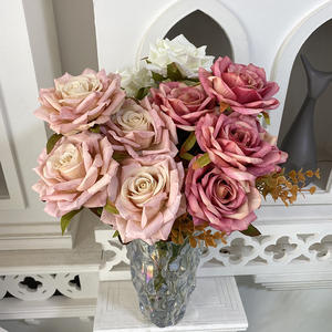 Usine En Gros Grand Bouquet 7 <span class=keywords><strong>Hugo</strong></span> Roses 8 cm De Diamètre Artificielle Automne Couleur Mariage Halloween Nouvel An Saint Valentin - Product Image 1