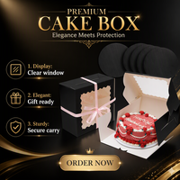 Boîte à gâteau en carton noir XJH avec poignée, fenêtre, logo imprimé en relief avec revêtement UV, boîte en carton auto-élevante recyclable, type tiroir