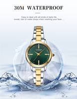 Montre à quartz de luxe pour femmes VVS, bracelet en acier inoxydable, étanche, design simple, noir, élégant, tendance