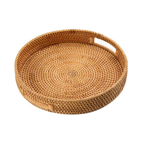 Bamboo Woven Round Serving <b>Trays</b> <b>Small</b> And Large Household Storage Dishware For Tea And Snacks Solid Pattern Huzhou Origin - Product Image 5