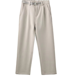 Pantalon décontracté ample pour homme, couleur kaki clair, pantalon large et décontracté, taille haute, coupe droite, style minimaliste, à porter au quotidien - Product Image 1