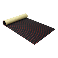Tapis de pont marin en EVA de qualité supérieure, imitation teck, revêtement de sol pour bateau en mousse EVA, couleur noir sur rouge