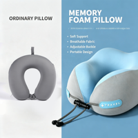Ensembles de voyage très demandés : Oreiller de voyage pour le cou en mousse à mémoire de forme avec emballages personnalisés, housse amovible et lavable pour les voyages