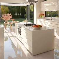 CBMMart Armoires de cuisine haut de gamme personnalisées Ensemble d'armoires de cuisine modernes avec poignée, îlot d'évier, charnières de comptoir, tiroir