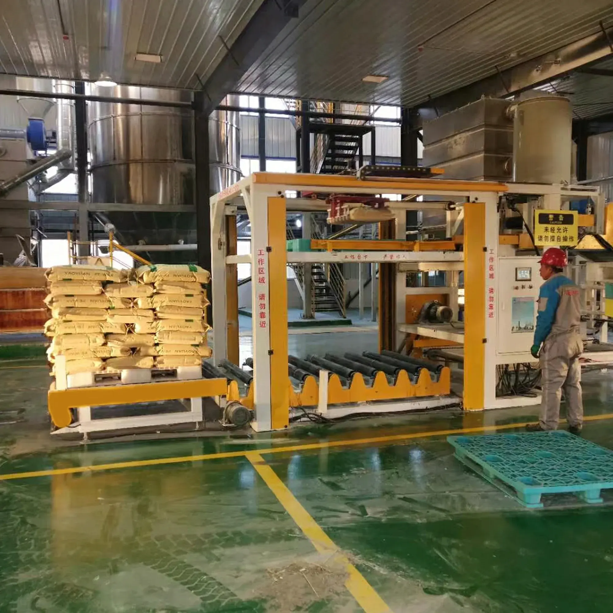 Voll automatisches komplettes Tierfutterbeutel-Verpackungs system Gantry Layered Automatic Pallet izer