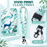 Lanière de téléphone en polyester personnalisée avec logo imprimé, sangle de cou détachable pour téléphone portable, porte-badge et porte-clés, vente en gros