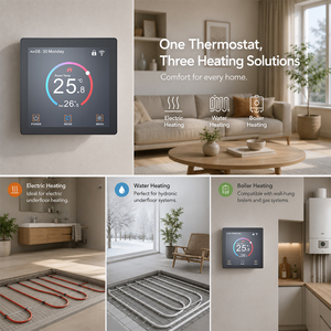 Thermostat intelligent WiFi programmable 7 jours pour <span class=keywords><strong>chauffage</strong></span> électrique, chaudière à gaz, avec capteur de zone domestique et contrôle via application - Product Image 3
