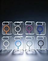 Étui de téléphone pliable 2-en-1 transparent avec cercle adhésif coloré à aspiration magnétique en acrylique pour iPhone Duo