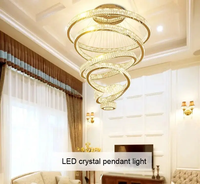 Lustres suspendus modernes en cristal, anneaux ronds LED, pour la maison, la villa, les escaliers, les hôtels et les projets de hall d'entrée