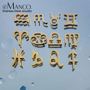 EManco - Dijes de Acero Inoxidable 316L con <span class=keywords><strong>Signos</strong></span> del Zodiaco y Números, Colgantes para Collares y Pulseras, Chapados en Oro de 14K, para Fiestas, Dropshipping - Product Image 6