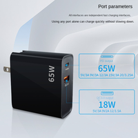 Chargeur pour ordinateur portable double ports Pd Qc3.0 Type c 65w - Usb c Gan Universal Usb c Pd Fast Charger Type c Cargador De 65w Eu Fast Charger