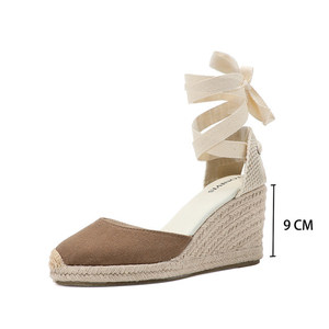 Sandalias de Plataforma con Cordones y Cinta, de 9 cm de Tacón Alto, para Mujer, Transpirables, de Primavera/Verano, Hechas a Mano con Suela de <span class=keywords><strong>Yute</strong></span> - Product Image 5