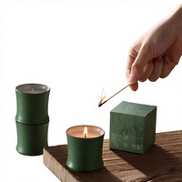 Lilin Aromaterapi Keramik Bambu Gaya Cina Baru dalam Kotak Hadiah Dekorasi, Aroma Osmanthus, Waktu Pembakaran 12-24 Jam, Penyegar Udara