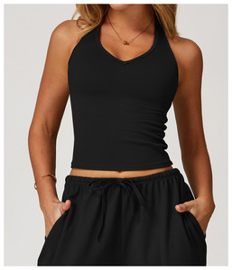 ZC002 Logo personnalisé femmes respirant Gym débardeurs doux séchage rapide Style doux minceur col en v sans manches danse <span class=keywords><strong>exercice</strong></span> haut - Product Image 3