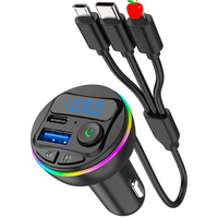 Lecteur MP3 Bluetooth pour voiture, émetteur FM, modulateur MP3, lecteur mains libres, récepteur audio, chargeur USB C avec câble de charge 3 en 1