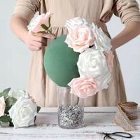 YiLiang Vente Chaude Armée Vert 12cm Diamètre Floral Mousse Décorative Sphère Fleurs pour Halloween Graduation Fête Des Mères