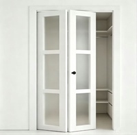 Porte pliante en bois massif de conception moderne 48"x80" avec panneaux en verre pour l'intérieur de la villa