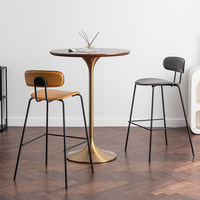 Table de bar Deyike Balcony Light-Luxury, style tulipe, en acier inoxydable, comptoir de bar minimaliste au design moderne, tabouret de bar haut pour 2 personnes